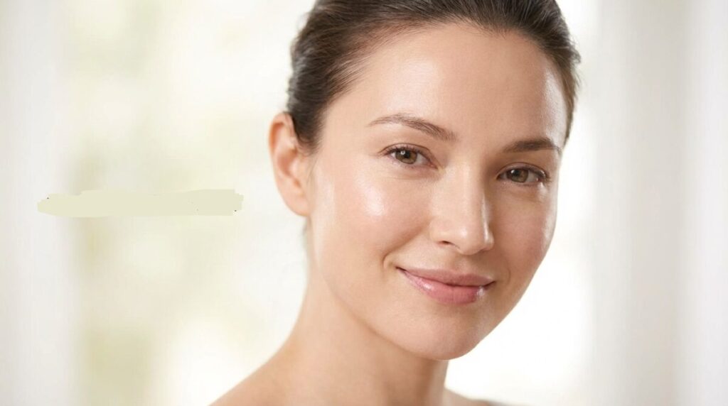 Mulher com pele jovem e firme graças ao colágeno